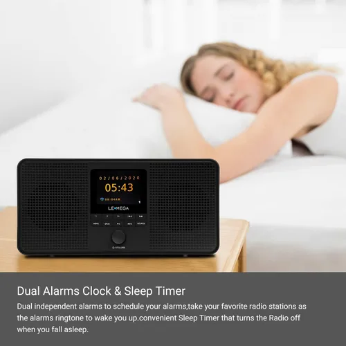 Miniatura 6 de LEMEGA IR4S Radio WiFi de Internet Estéreo, Radio Digital FM, Spotify Connect, Altavoz Bluetooth, Reloj de Alarma Dual, 40 Preajustes, Salida