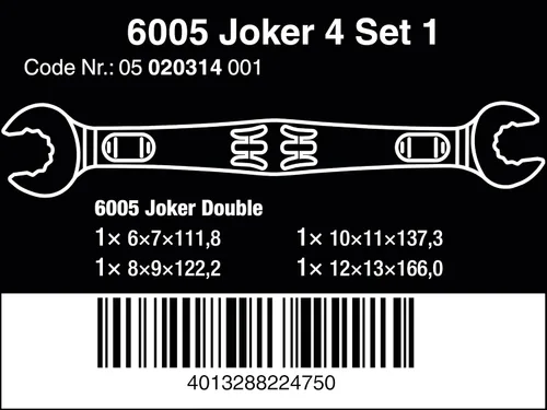 Miniatura 2 de 6005 JOKER 4 SET 1 LLAVE DE DOBLE EXTREMIDAD ABIERTA, 4 PIEZAS