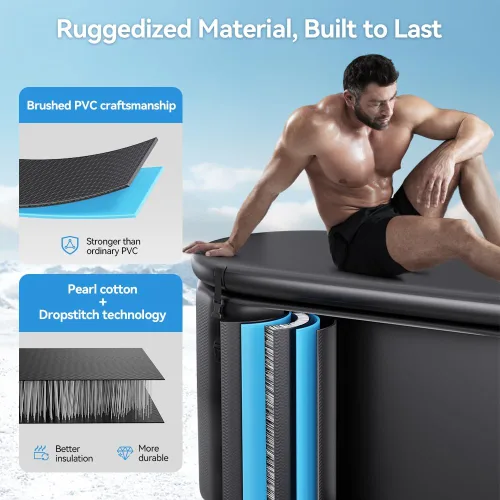 Miniatura 5 de Bañera de hielo mejorada para atletas XL de 160 galones, compatible con enfriador de agua, inmersión en frío, recuperación de atletas, baño de hielo