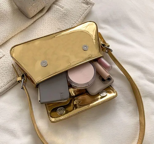 Miniatura 4 de Bolso de noche para mujer, bolso de mano Y2k, plateado brillante, bolso de mano, bolso de fiesta, lindo bolso metálico