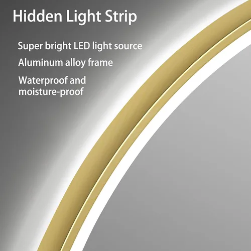 Miniatura 6 de Espejo de baño negro, espejo de baño con luces LED, espejos de baño montados en la pared, luz LED regulable de 3 colores, con control táctil por