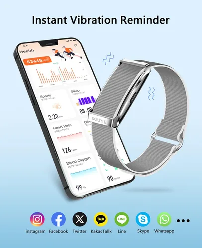 Miniatura 5 de Pulsera inteligente para hombres y mujeres, rastreador de actividad de salud, monitor de sueño 24 horas, frecuencia cardíaca continua 24/7/7/presión