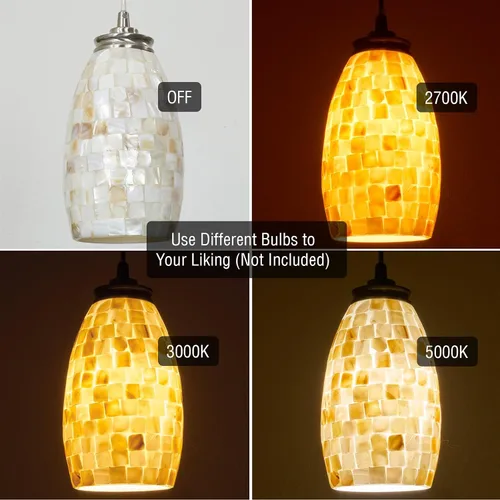 Miniatura 2 de Revel Coast mini luz colgante moderna de 9 pulgadas hecha a mano, de mosaico de vidrio y acabado níquel satinado Níquel cepillado + concha marina