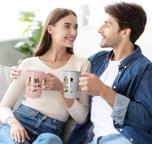 Miniatura 6 de Biching Regalos de despedida de soltera para recién casados, regalos de compromiso para parejas - Juego de regalo de taza de café de cerámica