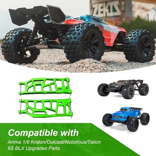 Miniatura 2 de Brazos de suspensión inferiores traseros de aluminio para Arrma 1/8 Kraton/Outcast/Notorious/Talion 6S BLX, piezas de actualización, reemplaza Verde