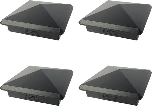 Miniatura 34 de Tapa de aluminio en forma piramidal para postes de madera, color negro (4 unidades)