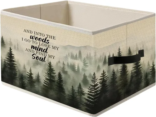 Miniatura 12 de Caja de Almacenamiento Floral Rústica Azul y Blanca con Asas, Canasta Organizadora Plegable Botánica de Flores Grandmillennial Caja de Juguetes