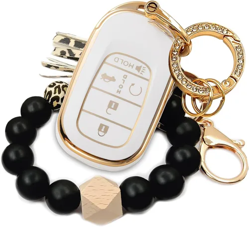 Miniatura 9 de Funda para llavero de coche para Honda 2022 2023 2024 2025 Civic CR-V XR-V con pulsera brillante con cuentas de silicona y llavero de diamante