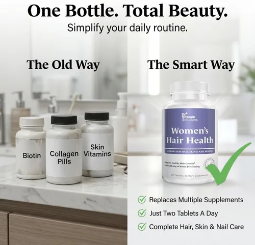 Miniatura 5 de Dr Vitamin Women's Hair Health - Apoyo para el cabello, la piel y las uñas con biotina y colágeno - 60 tabletas