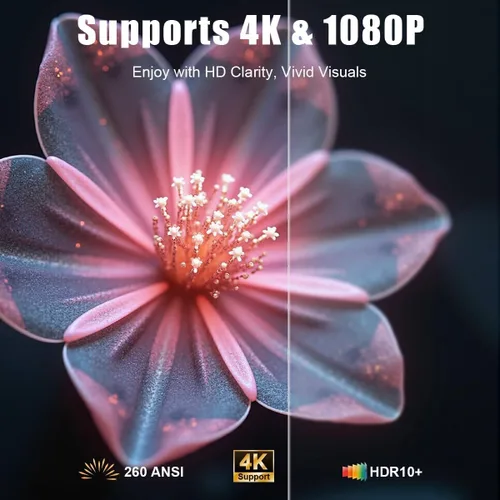 Miniatura 3 de Mini proyector con WiFi y Bluetooth, proyector inteligente compatible con 1080P con aplicaciones integradas, proyector de películas para exteriores
