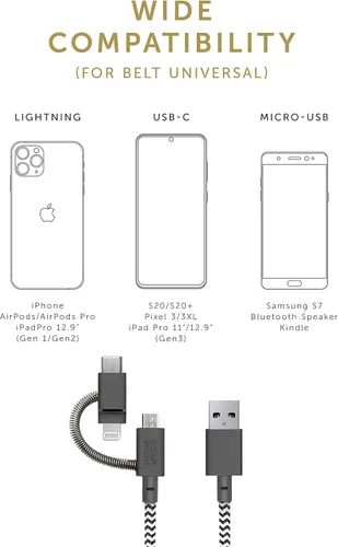 Miniatura 7 de Native Union Cable universal de correa – Cable de carga duradero reforzado ultra fuerte de 6.5 pies [certificado MFi] con adaptador 3 en 1 para Cebra