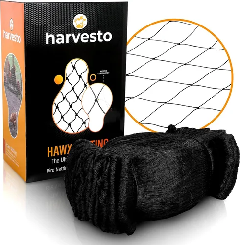 Harvesto Red para pájaros resistente para gallineros y corrales | Malla de red para árboles y jardín 1-1/2" | Mantiene alejados a halcones, pájaros
