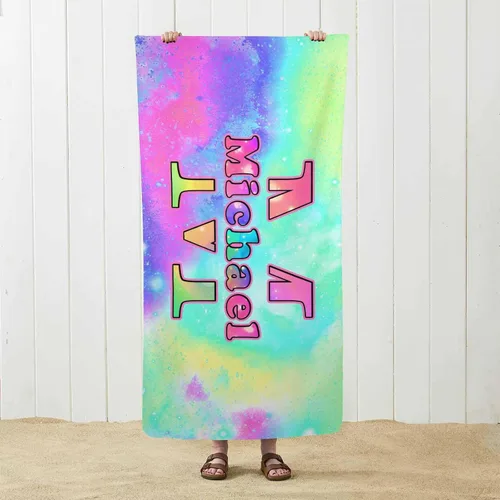 Miniatura 4 de InterestPrint Toallas de playa suaves personalizadas con tu nombre, toallas de playa suaves personalizadas con texto para hijo e hija, toallas