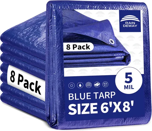 Miniatura 55 de RAINDEWAY Tarps - Lona impermeable de color azul de 4 x 16 pies de grosor, resistente a desgarros, multiusos, para techo, campamento, automóvil