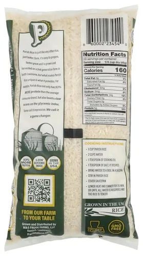 Miniatura 2 de M&S Fruge Farms Arroz blanco parroquial con alto contenido de proteínas con bajo índice glucémico, arroz blanco de grano largo cultivado localmente