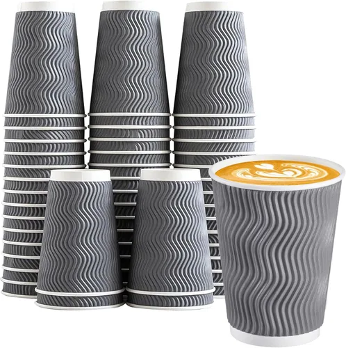 Miniatura 13 de Lamosi 500 Unidades Vasos de Café Aislados de 8 oz al Por Mayor, Vasos de Papel Desechables Sin Tapas 8oz, Diseño de Pared Corrugada Ondulada