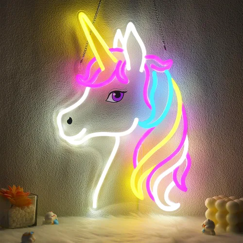Miniatura 19 de CoolGift Mart Letrero de neón de lobo, luz LED regulable, decoración de pared de animales, regalo de Navidad, regalos de cumpleaños para niños