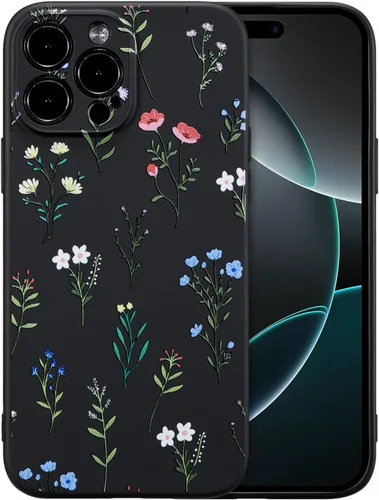 Miniatura 54 de RALEAVO Funda Floral para iPhone 12, Cubierta de Silicona Líquida con Bonito Patrón de Rama de Flores para Niñas y Mujeres, Funda Protectora de Goma