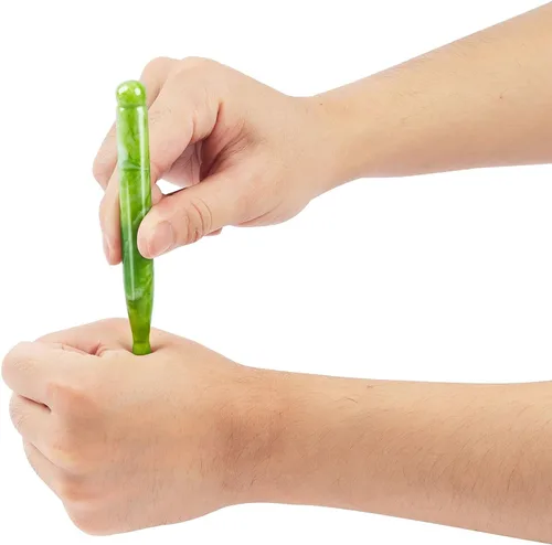 Miniatura 3 de Gua Sha - Bolígrafo de belleza de acupuntura, herramienta de acupresión de jade de aventurina natural, masajeador de punto de activación de tejido