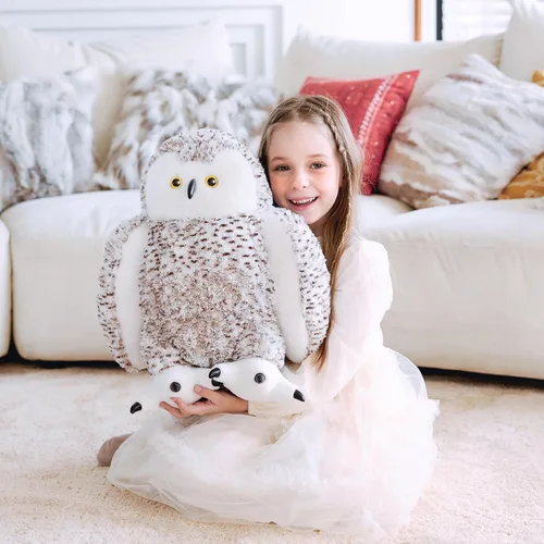Miniatura 6 de IKASA Juguete de peluche gigante realista de búho nevado, 17 pulgadas, juguetes suaves y bonitos de tamaño grande, enorme peluche jumbo, regalos