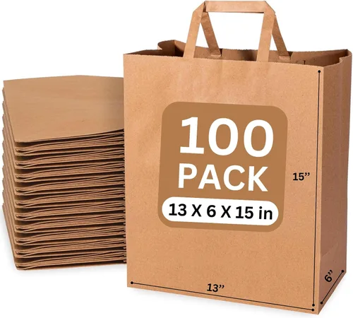 Miniatura 9 de JET PAPER BAGS - Bolsas de papel marrón grandes de 13 x 6 x 15 pulgadas con asas Prime (marrón, 13 x 6 x 15 pulgadas (paquete de 25))