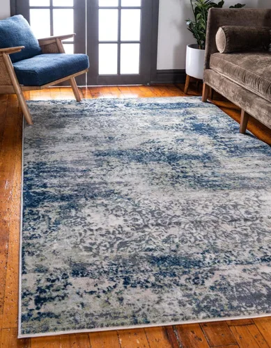 Miniatura 13 de Unique Loom Mystic Collection - Alfombra Sena (2 pies x 6 pies, color azul marino/beige)