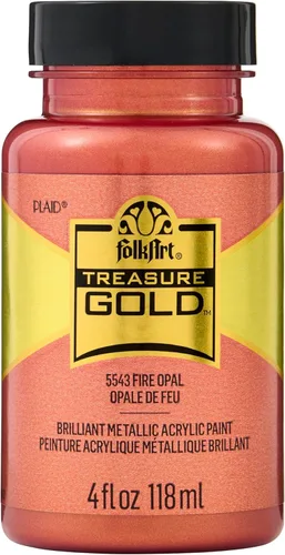 Miniatura 18 de FolkArt Treasure Brilliant - Pintura metálica, 4 onzas, oro verde Verde dorado
