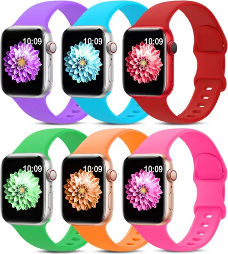 Miniatura 15 de Paquete de 6 bandas deportivas compatibles con Apple Watch de 38mm 40mm 41mm 42mm 44mm 45mm 49mm 46mm, correa impermeable de silicona para iWatch