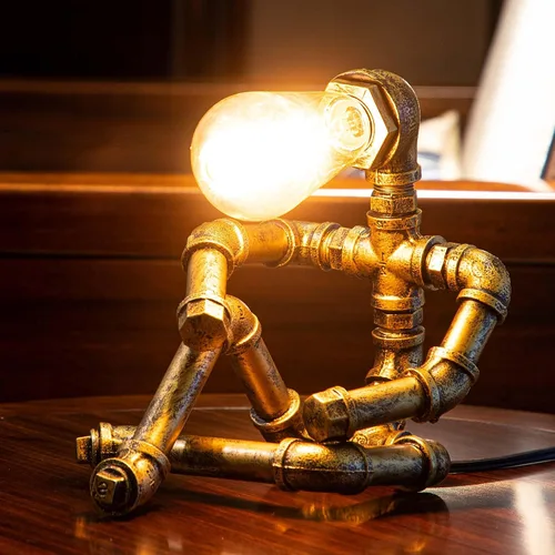 Miniatura 6 de Lámpara de mesa de guitarra musical, lámpara de mesa Steampunk, lámpara de guitarra retro steampunk, lámpara de robot de tubo de metal industrial
