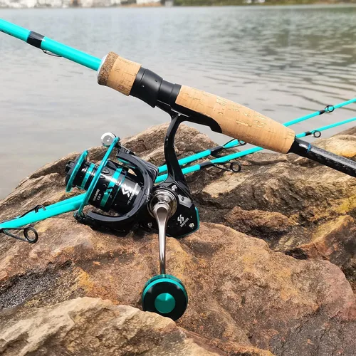 Miniatura 9 de Sougayilang Fishing Rod and Reel Combo, Stainless Steel Guides Fishing Pole with Spinning Reel Combo for Saltwater and Freshwater Azul - M/MH Twin