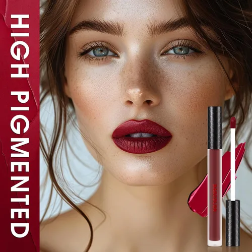 Miniatura 3 de Juego de lápiz labial líquido mate BADCOLOR de 3 colores, maquillaje de Halloween en púrpura, burdeos y rosa roja, juego de brillo labial de alta