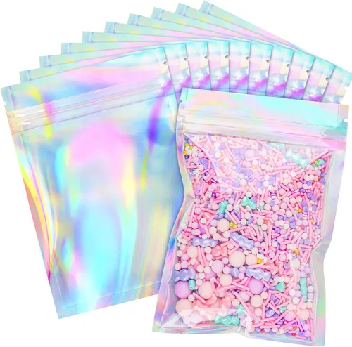 Miniatura 11 de NPLUX - Bolsas holográficas de Mylar resellables para embalaje y más, bolsas resellables para pequeñas empresas (paquete de 50, 5.5 x 8 pulgadas)