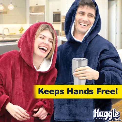 Miniatura 3 de Ontel Huggle - Sudadera con capucha de gran tamaño para hombres y mujeres, sudadera de forro polar suave, capucha gigante, bolsillos y mangas grandes