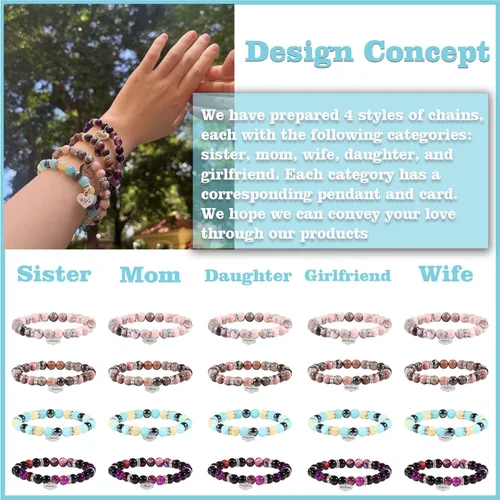 Miniatura 5 de Junyovin Bracelet for Women Inspirational Birthday Thanksgiving Christmas Mother's Day Valentines Appreciation Natural Stone Bracelets Gifts for Mom