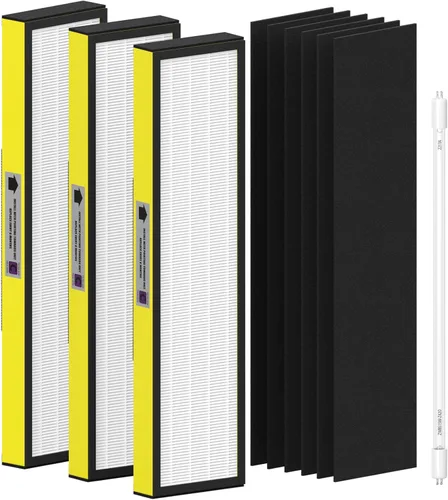 Paquete de 3 filtros FLT5000 True HEPA C + LB5000 bombilla UV compatible con AC5000/AC5000E/AC5250PT/AC5350B/AC5350BCA/AC5350W/AC5300B y Amarillo