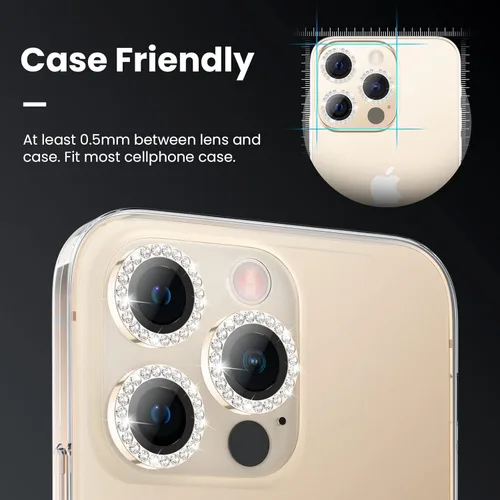 Miniatura 3 de Tensea Protector de lente de cámara para iPhone 13 Pro/iPhone 13 Pro Max, cubierta de protección para cámara, protector de pantalla de vidrio