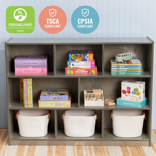 Miniatura 5 de ECR4Kids Gabinete de almacenamiento móvil de 8 compartimentos, primaria, muebles de aula, gris desgastado