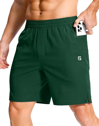 Miniatura 72 de GGJ Pantalones cortos deportivos ligeros para hombre con 2 bolsillos con cremallera de 7/5/9 pulgadas, pantalones cortos de tenis de secado rápido