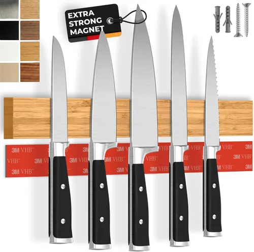 Miniatura 10 de Portacuchillos magnético para pared, 10" no requiere perforación, incluye cinta autoadhesiva, extra fuerte para sujetar cuchillos – Tira magnética