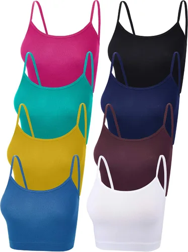 8 piezas Crop Cami Top para las mujeres correa de espagueti sin mangas camiseta Racerback Tops para deportes Yoga Día de San Valentín