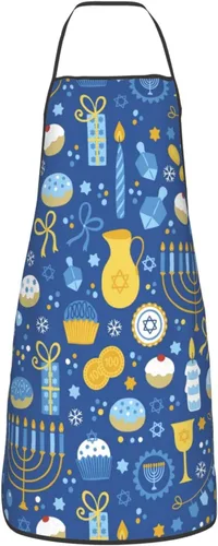 Miniatura 18 de Delantal de Hanukkah feliz ajustable para cocinar, babero de cocina para cocinar