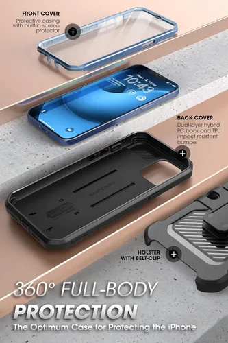 Miniatura 5 de SUPCASE Funda para iPhone 14 con Soporte y Clip para Cinturón (Unicorn Beetle Pro), [Protector de Pantalla Integrado]