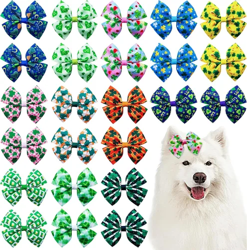 Miniatura 15 de 24 piezas/12 pares 10 cm Lazos para el pelo de perro grande con fruta de verano para perros de raza grande Bandas elásticas Lazo de pelo de perra