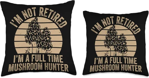 Miniatura 3 de Men Funny Morel Mushroom Hunter Apparel Morel Hunting Not Retired Full Time Mushroom Hunter Throw Pillow, 16x16, Multicolor
