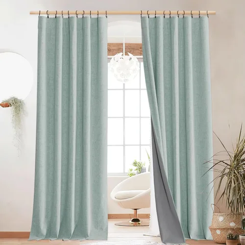 Miniatura 45 de NICETOWN Cortinas 100% opacas de 63 pulgadas de largo, 2 paneles de cortinas cortas con aislamiento térmico con forro para dormitorio, cortinas