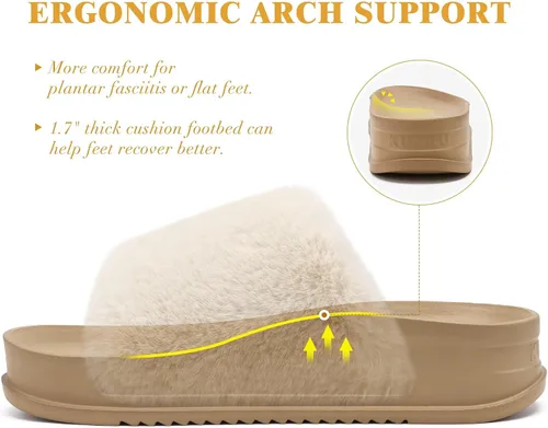 Miniatura 5 de KuaiLu Pantuflas ortopédicas para mujer con soporte de arco, sandalias acolchadas suaves para mujer, sandalias de moda con punta abierta, de piel