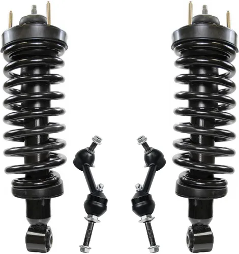 Miniatura 46 de Detroit Axle - Kit de 4 barras estabilizadoras delanteras para Ford F-150 2021 2022 2023 2024, 2 puntales con resorte helicoidal, 2 eslabones
