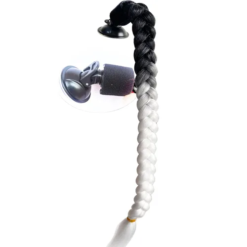 Miniatura 8 de Copa de ventosa para casco de motocicleta, coletas rizadas, trenzas de pelo de fibra sintética, colas de caballo color degradado, 22 pulgadas