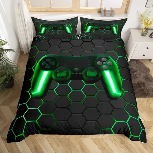 Miniatura 22 de Erosebridal Juego de ropa de cama para niños de construcción tamaño individual para niños, cubierta de edredón para camiones excavadoras, juego