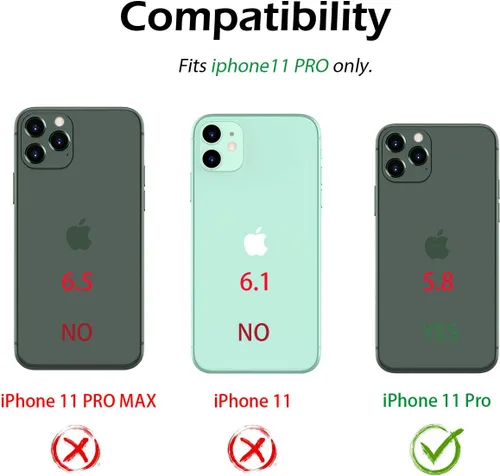 Miniatura 8 de Dexnor Funda para iPhone 11 Pro con protector de pantalla, transparente, resistente, de cuerpo completo, a prueba de golpes, parte trasera dura